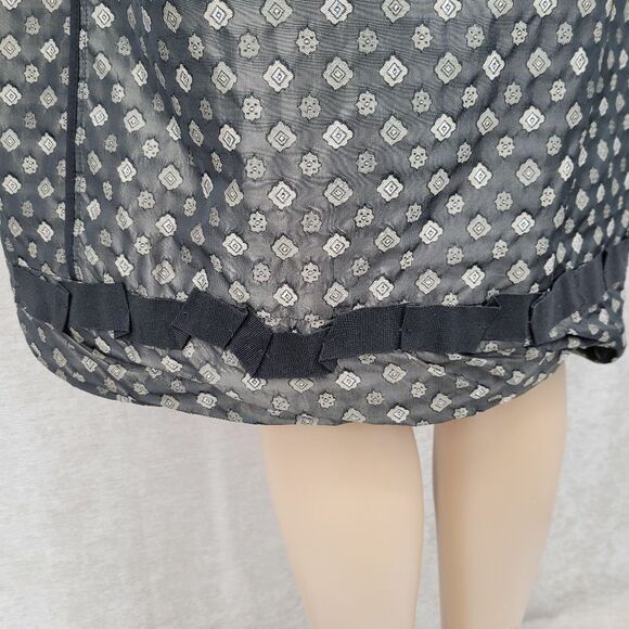 Schumacher Satin Taffeta Gray Pattern Midi Skirt Corporate Goth Evening - Picture 5 of 14
